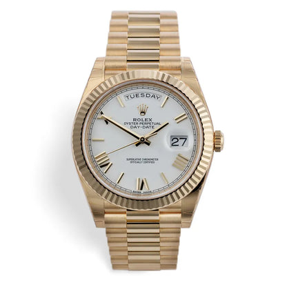 228238 DAY-DATE 40MM PRESIDENT 18K YELLOW GOLD SILVER ROMAN DIAL