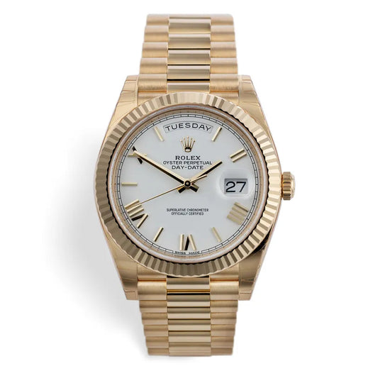 228238 DAY-DATE 40MM PRESIDENT 18K YELLOW GOLD SILVER ROMAN DIAL