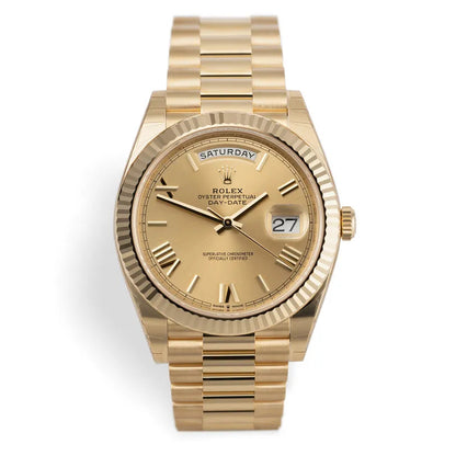 228238 DAY-DATE 40MM PRESIDENT 18K YELLOW GOLD SILVER ROMAN DIAL